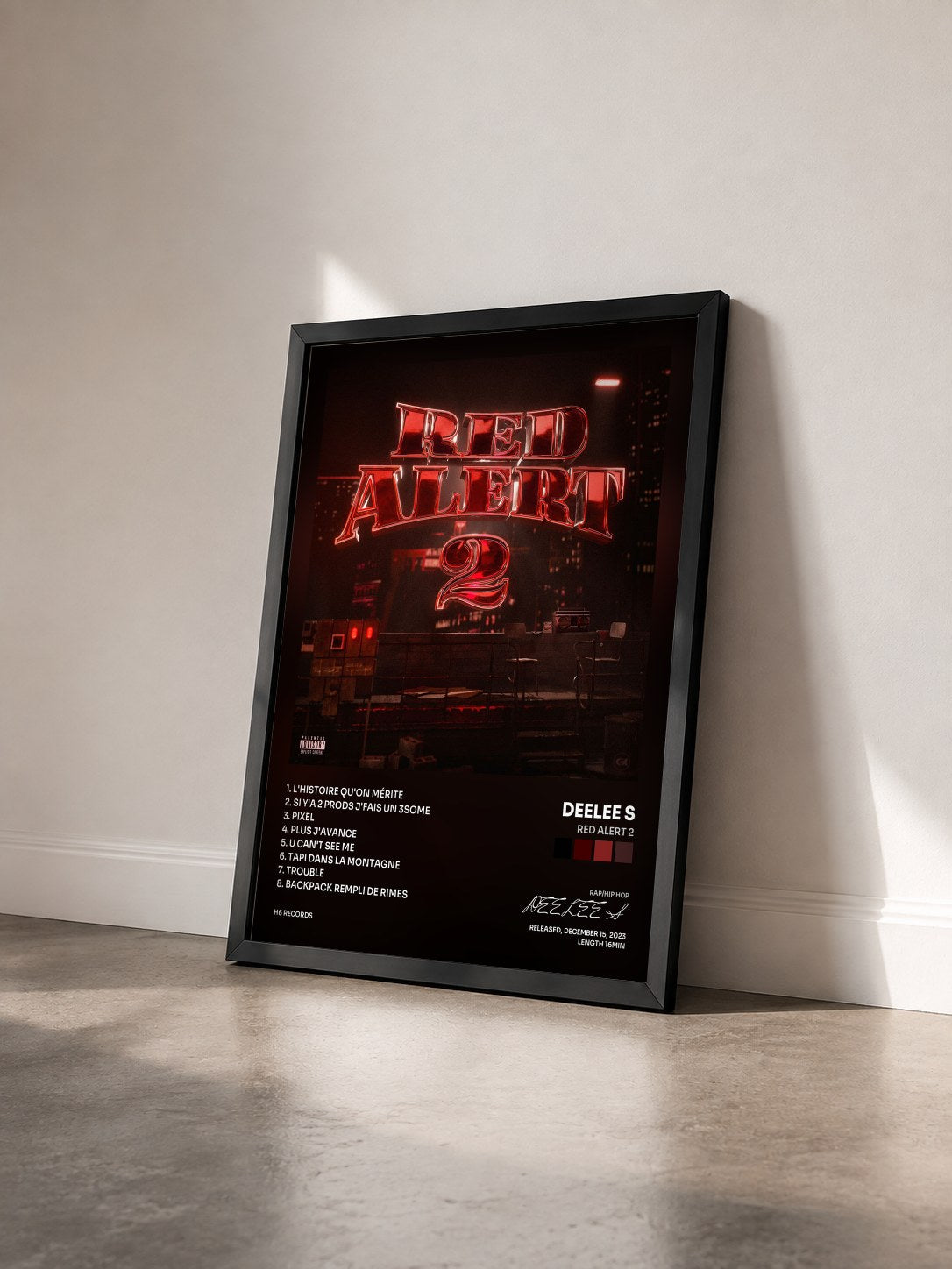 #noir Tableau de l'album RED ALERT 2 de DEELEE S vu de trois quarts, cadre noir