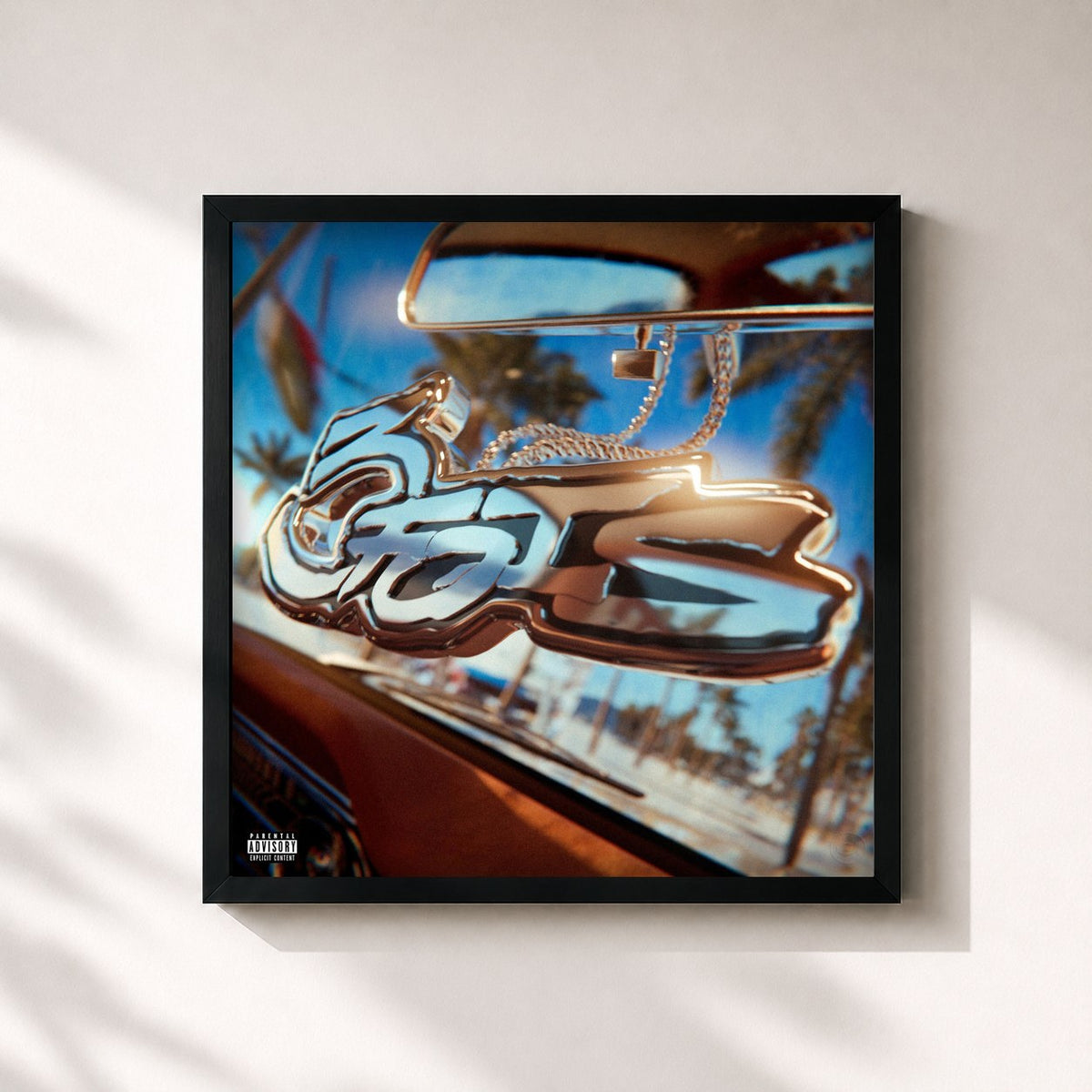 #noir Tableau carré de l'album 3 FOIS de DEELEE S, cadre noir 32x32 cm
