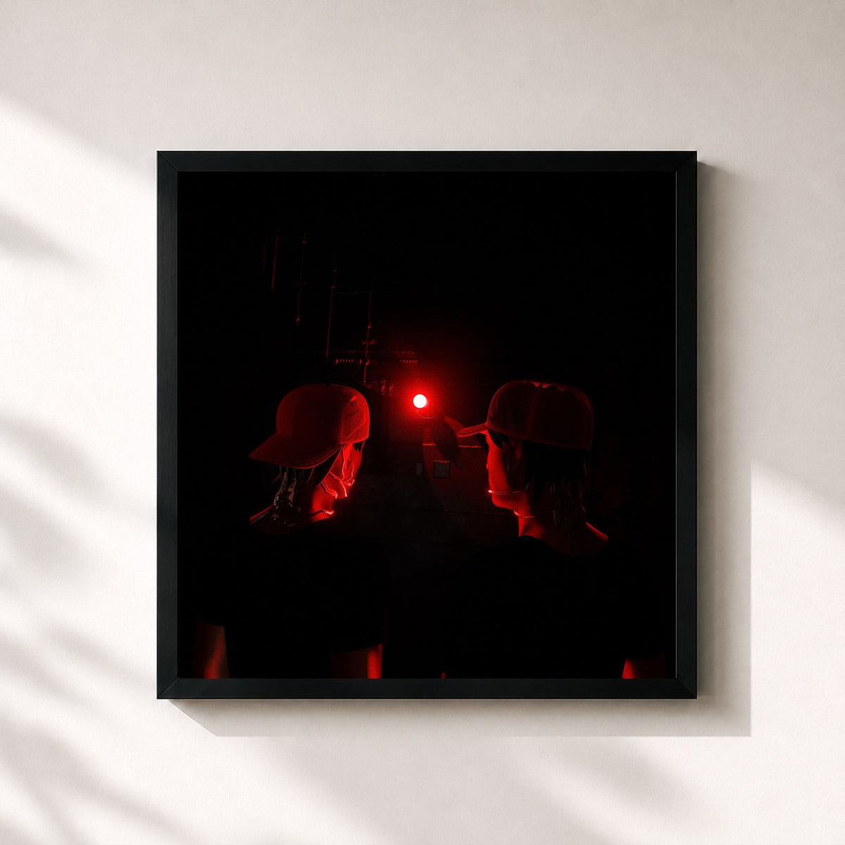#noir Tableau carré de l'album RED ALERT de DEELEE S, cadre noir 32x32 cm
