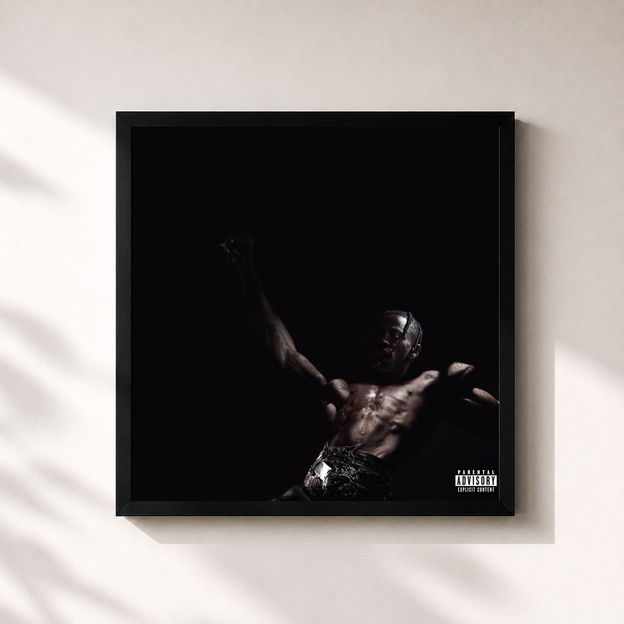 #noir Tableau carré de l'album UTOPIA de Travis Scott, cadre noir 32x32 cm