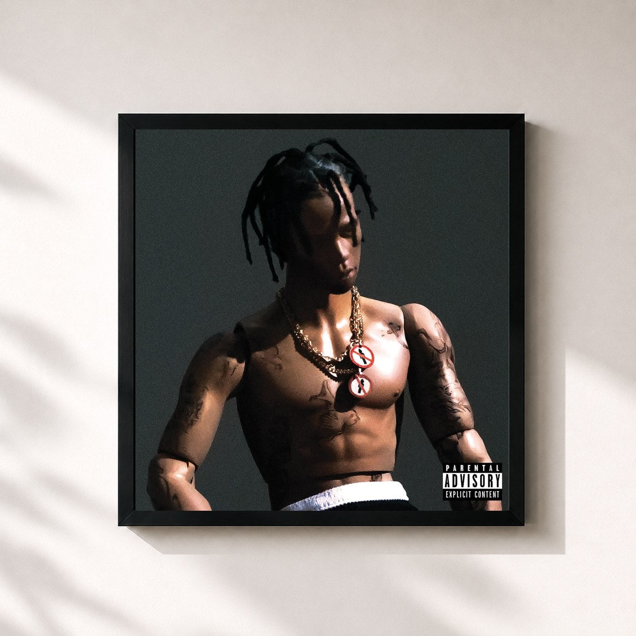 #noir Tableau carré de l'album Rodeo de Travis Scott, cadre noir 32x32 cm