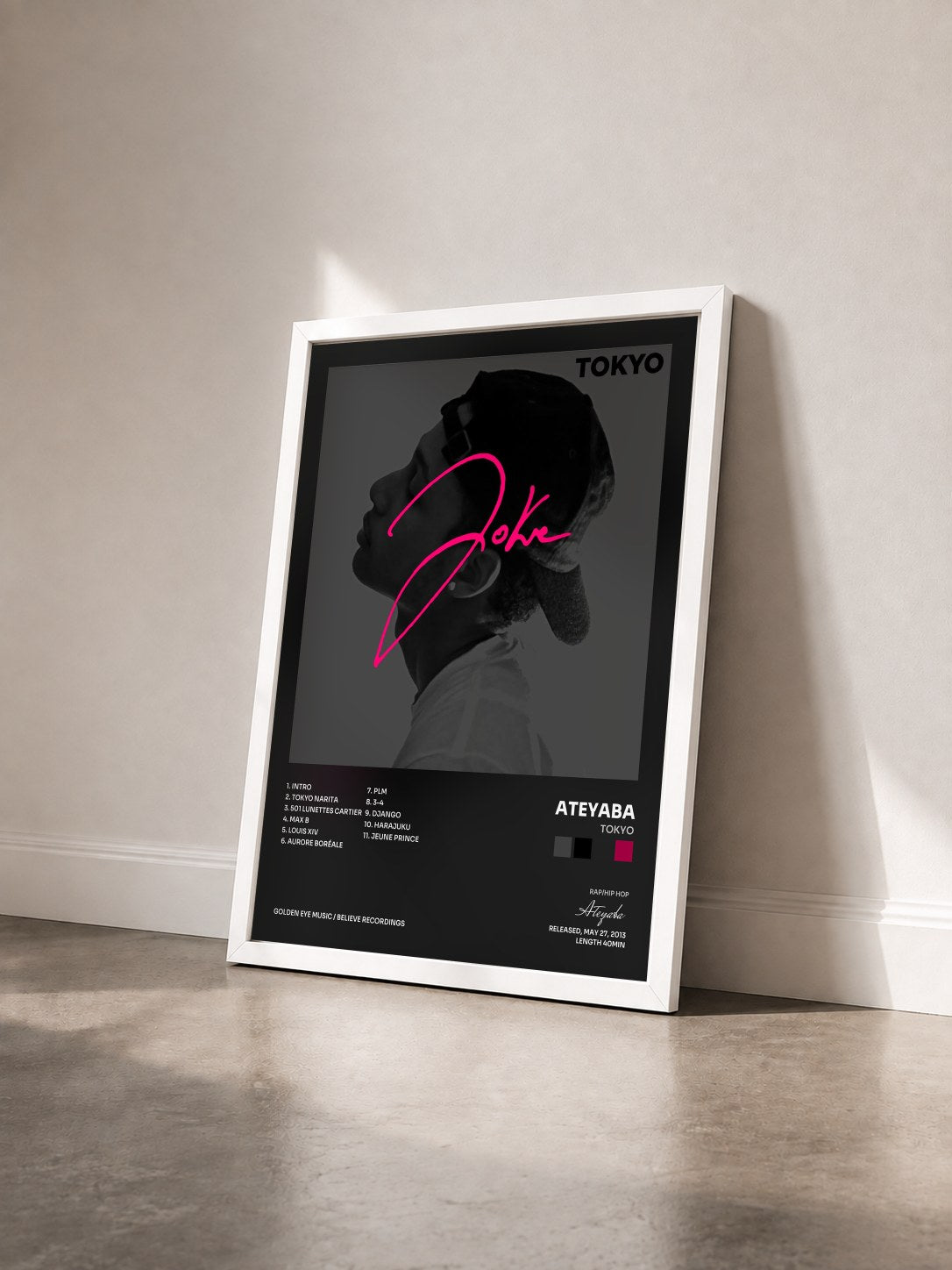 #blanc Tokyo by Ateyaba as a framed art print seen at an angle, white frame