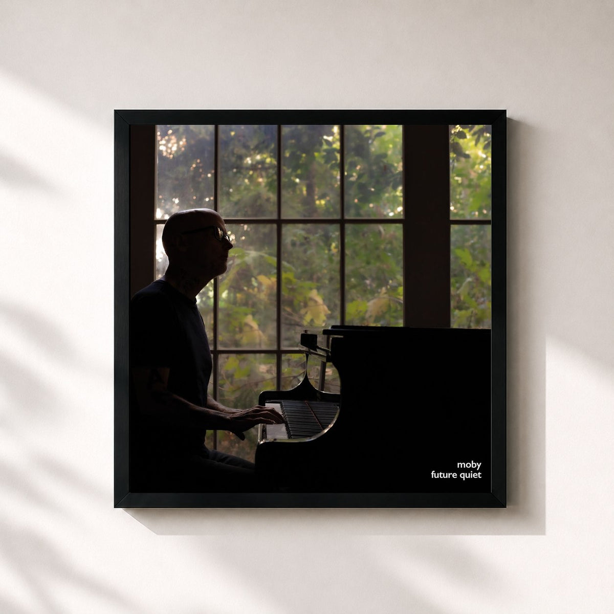 #noir Tableau carré de l'album Future Quiet de Moby, cadre noir 32x32 cm