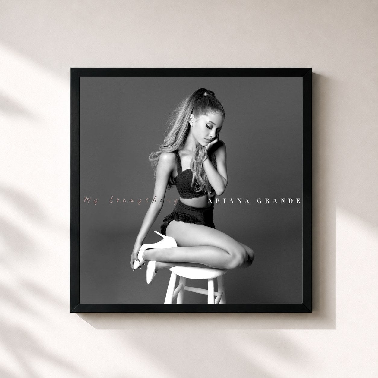 #noir My Everything by Ariana Grande as a square framed art print, black 32x32 cm frame