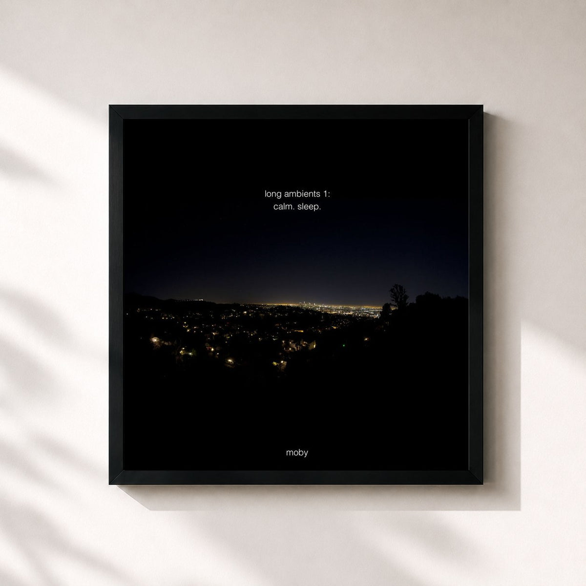 #noir Tableau carré de l'album Long Ambients 1: Calm. Sleep de Moby, cadre noir 32x32 cm