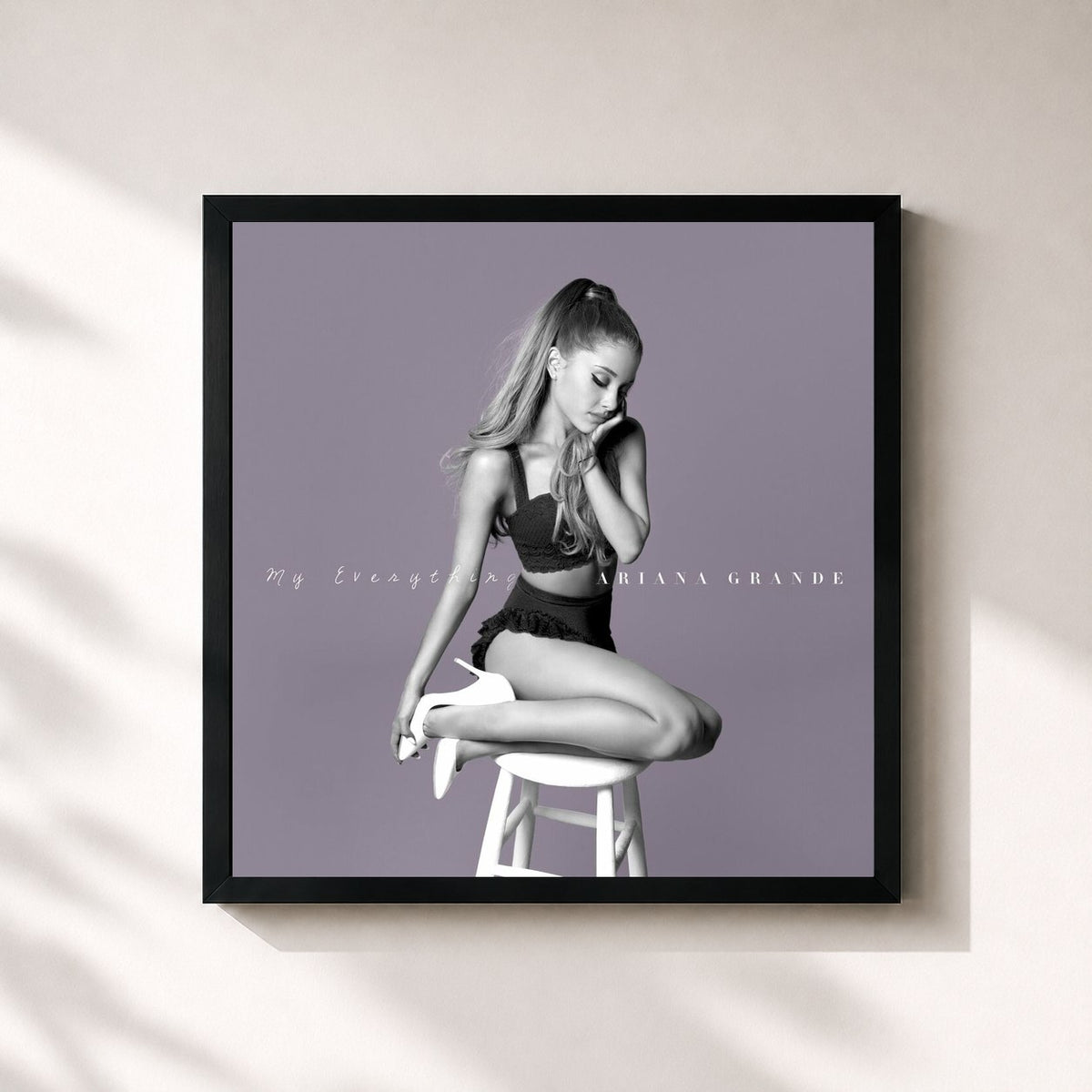 #noir Tableau carré de l'album My Everything (Tenth Anniversary Edition) de Ariana Grande, cadre noir 32x32 cm