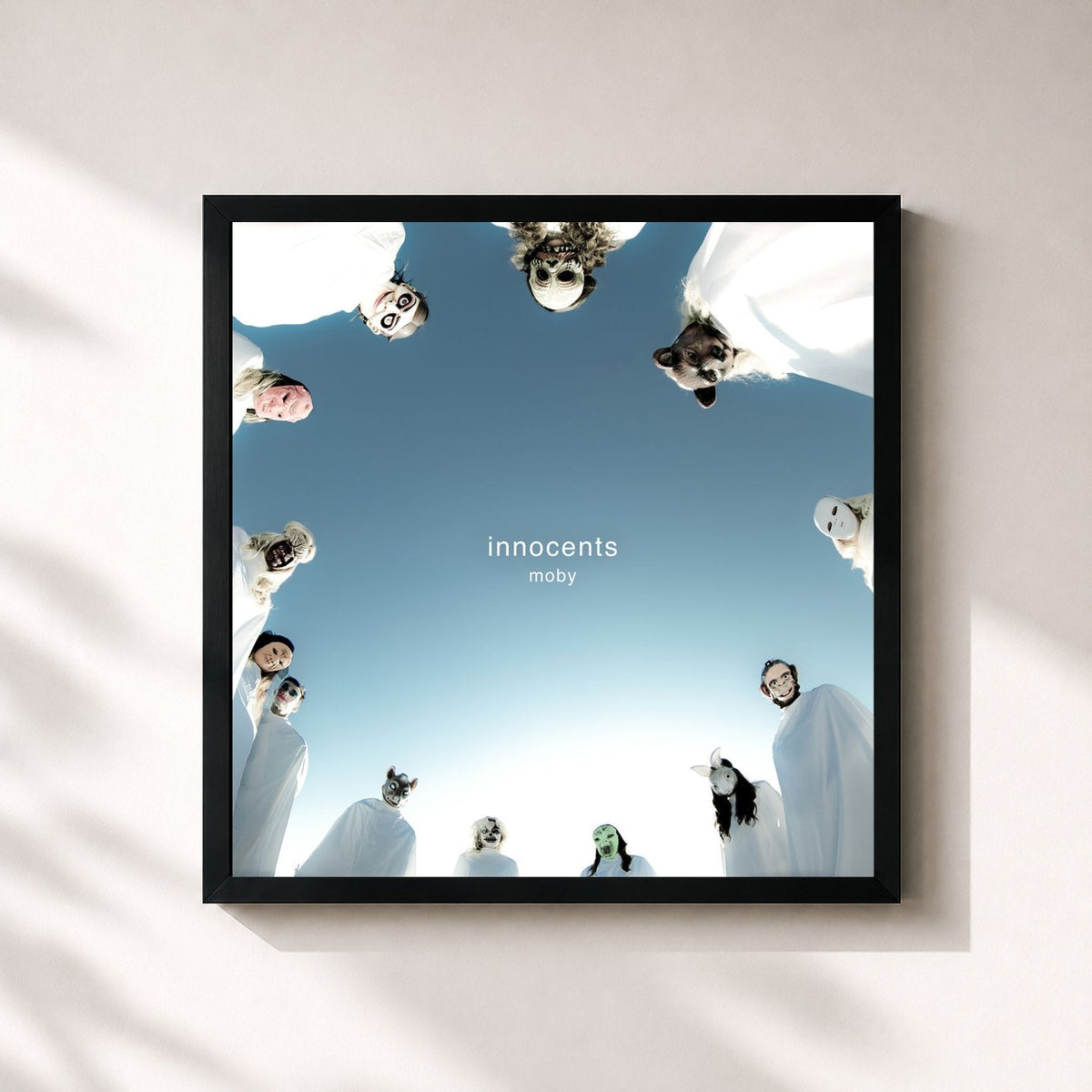 #noir Tableau carré de l'album Innocents de Moby, cadre noir 32x32 cm