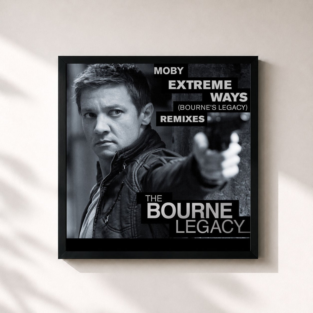 #noir Tableau carré de l'album Extreme Ways (Bourne's Legacy) (Remixes) de Moby, cadre noir 32x32 cm