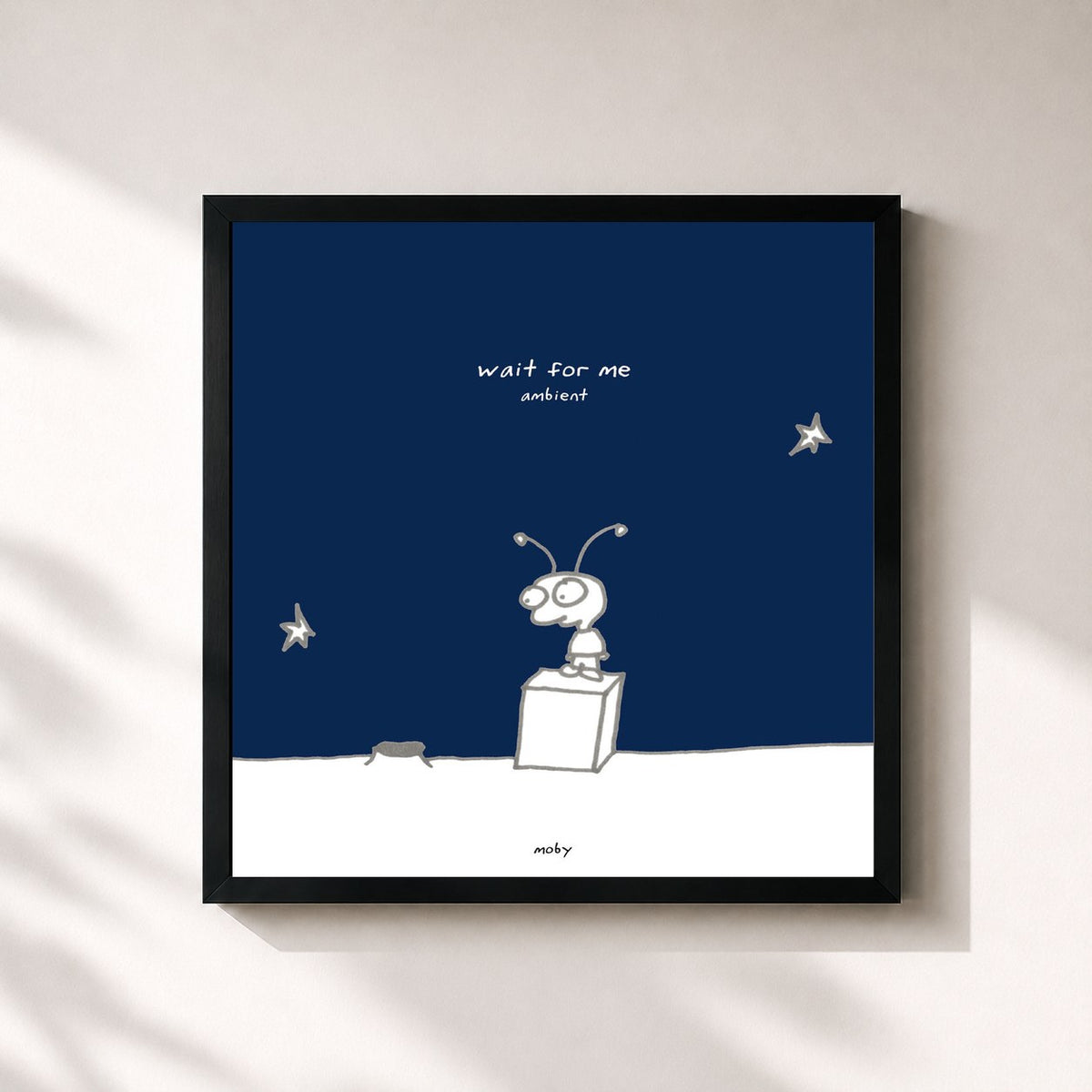 #noir Tableau carré de l'album Wait for Me (Ambient) de Moby, cadre noir 32x32 cm