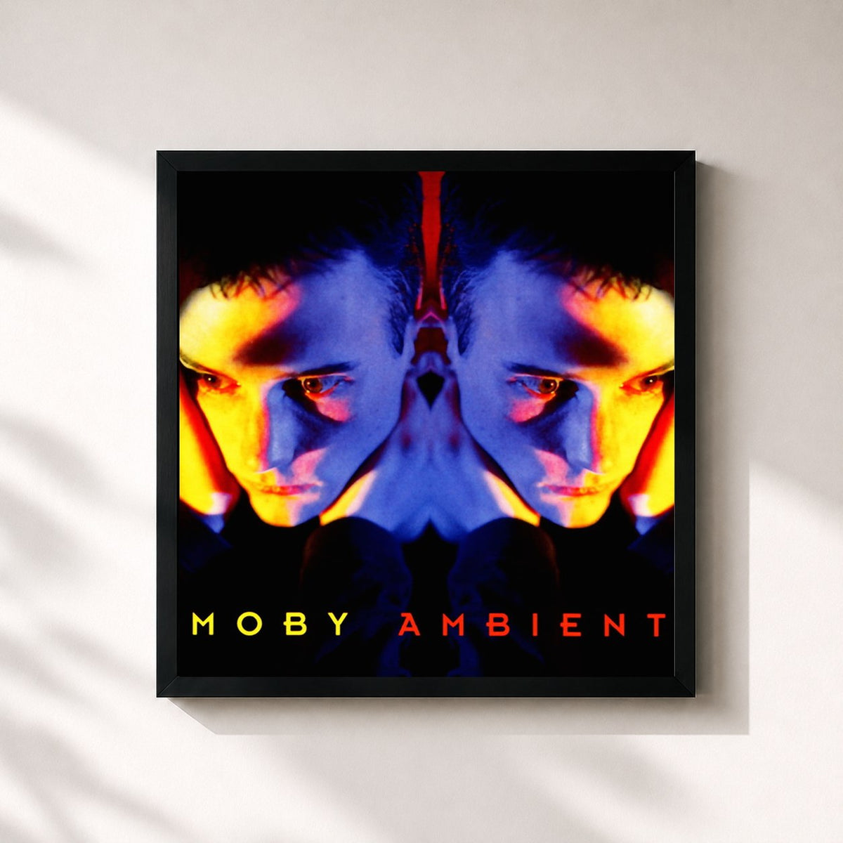 #noir Tableau carré de l'album Ambient de Moby, cadre noir 32x32 cm