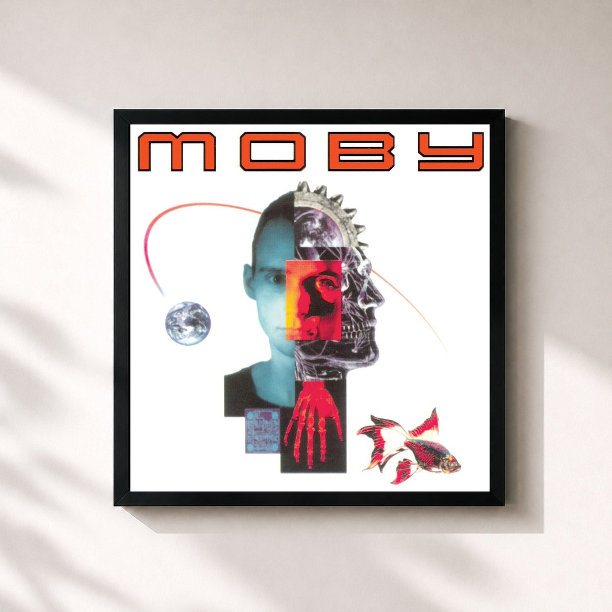 #noir Tableau carré de l'album Moby de Moby, cadre noir 32x32 cm