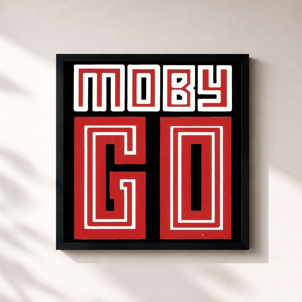 #noir Tableau carré de l'album Go (Remixes) de Moby, cadre noir 32x32 cm