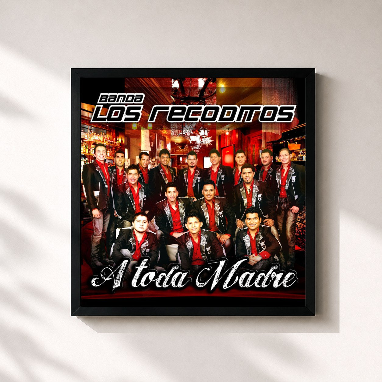 #noir Tableau carré de l'album A Toda Madre de Banda Los Recoditos, cadre noir 32x32 cm