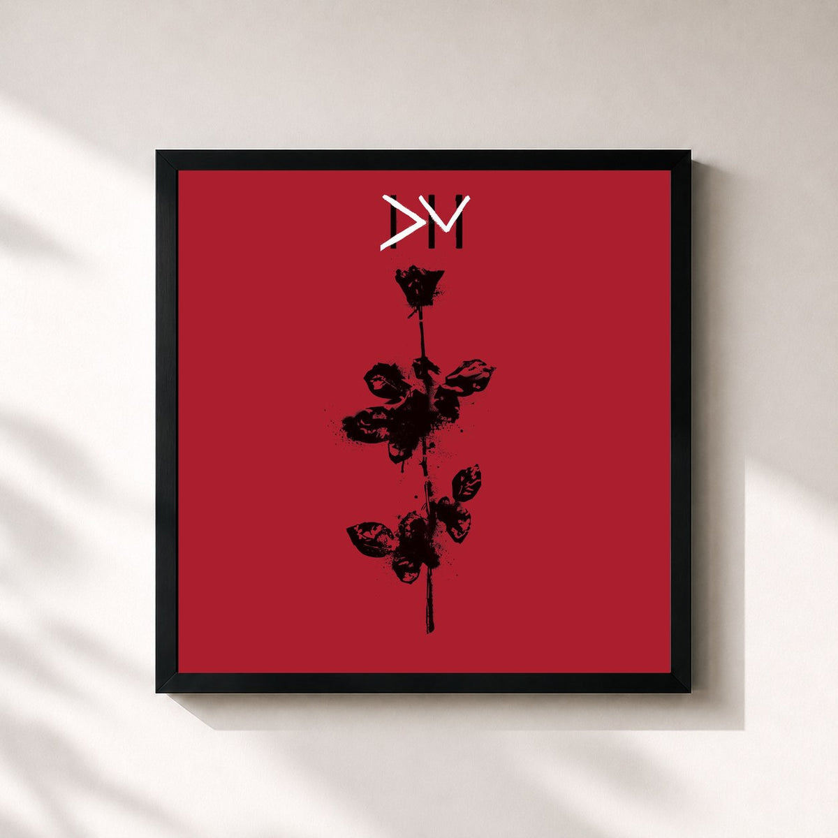 #noir Violator | The 12" Singles von Depeche Mode als quadratischer Kunstdruck, schwarzer Rahmen 32x32 cm
