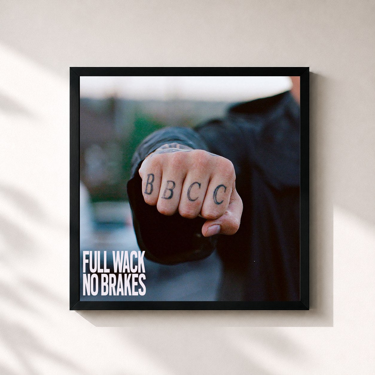 #noir Tableau carré de l'album Full Wack No Brakes de Bad Boy Chiller Crew, cadre noir 32x32 cm