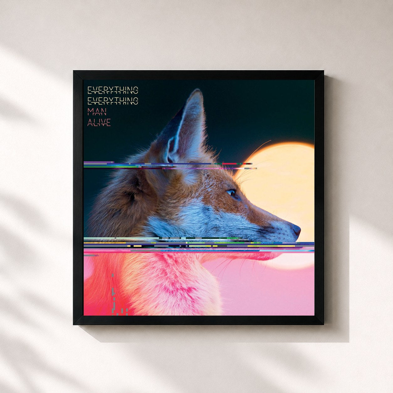 #noir Tableau carré de l'album Man Alive (Deluxe) de Everything Everything, cadre noir 32x32 cm
