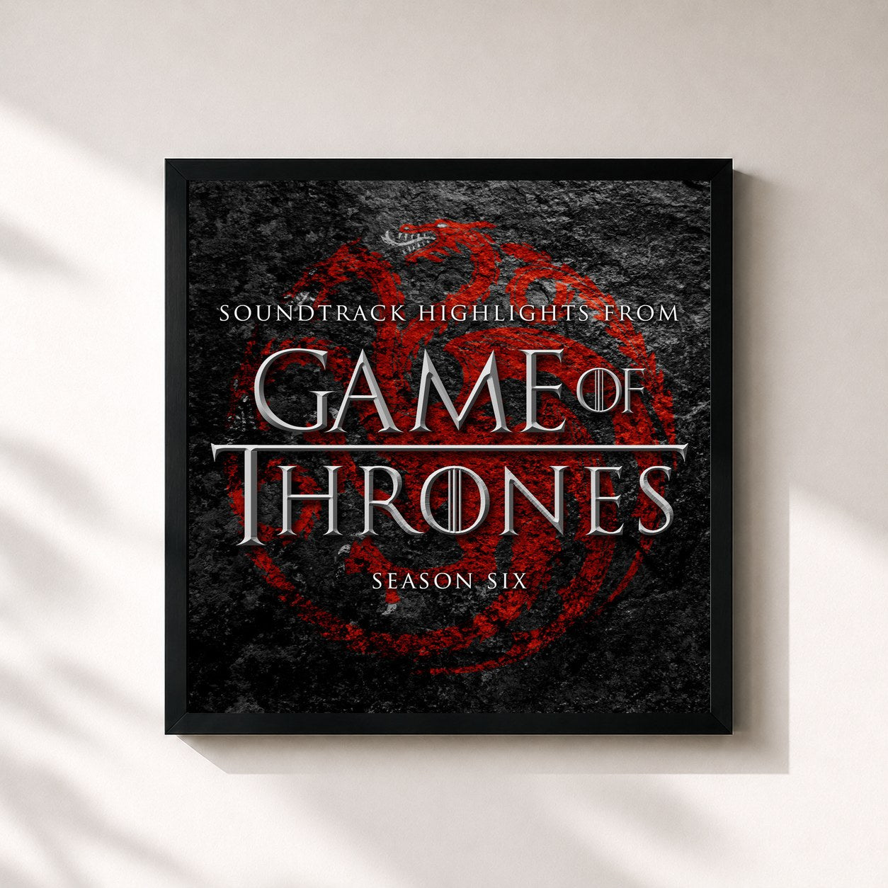 #noir Tableau carré de l'album Soundtrack Highlights from Game of Thrones Season 6 de L'orchestra Cinematique, cadre noir 32x32 cm
