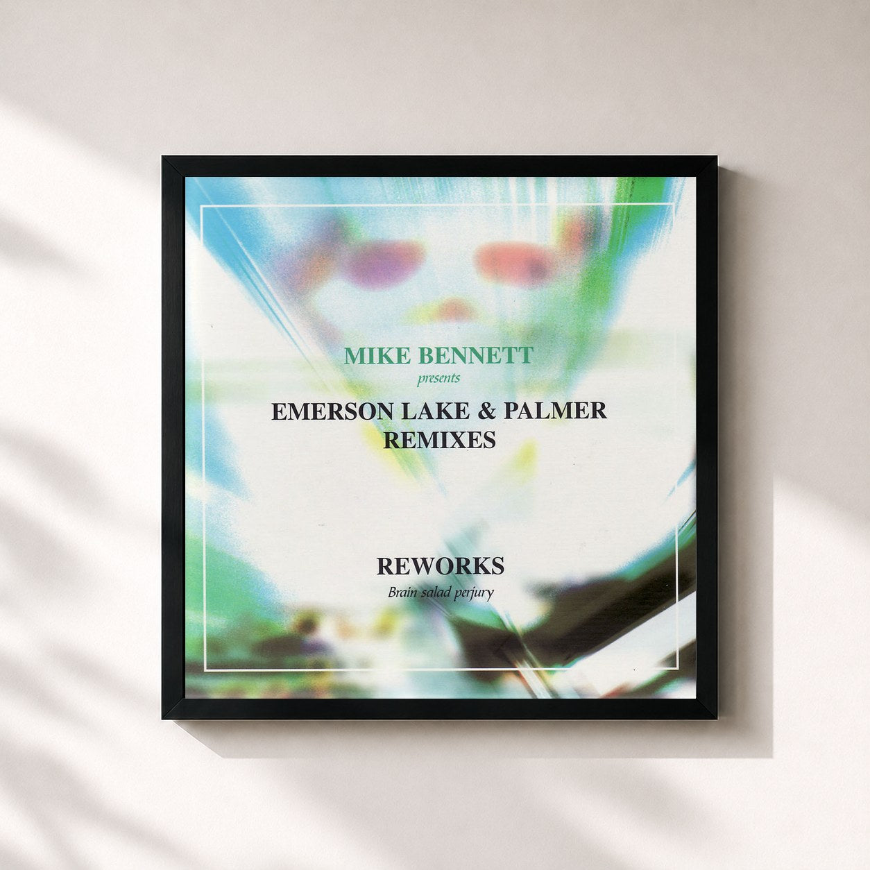 #noir Tableau carré de l'album Emerson Lake & Palmer Reworks: Brain Salad Perjury de Emerson, Lake & Palmer, cadre noir 32x32 cm