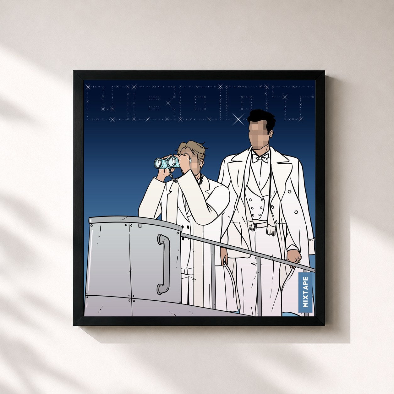 #noir Tableau carré de l'album UBOOT de Yung Kafa & Kücük Efendi, cadre noir 32x32 cm