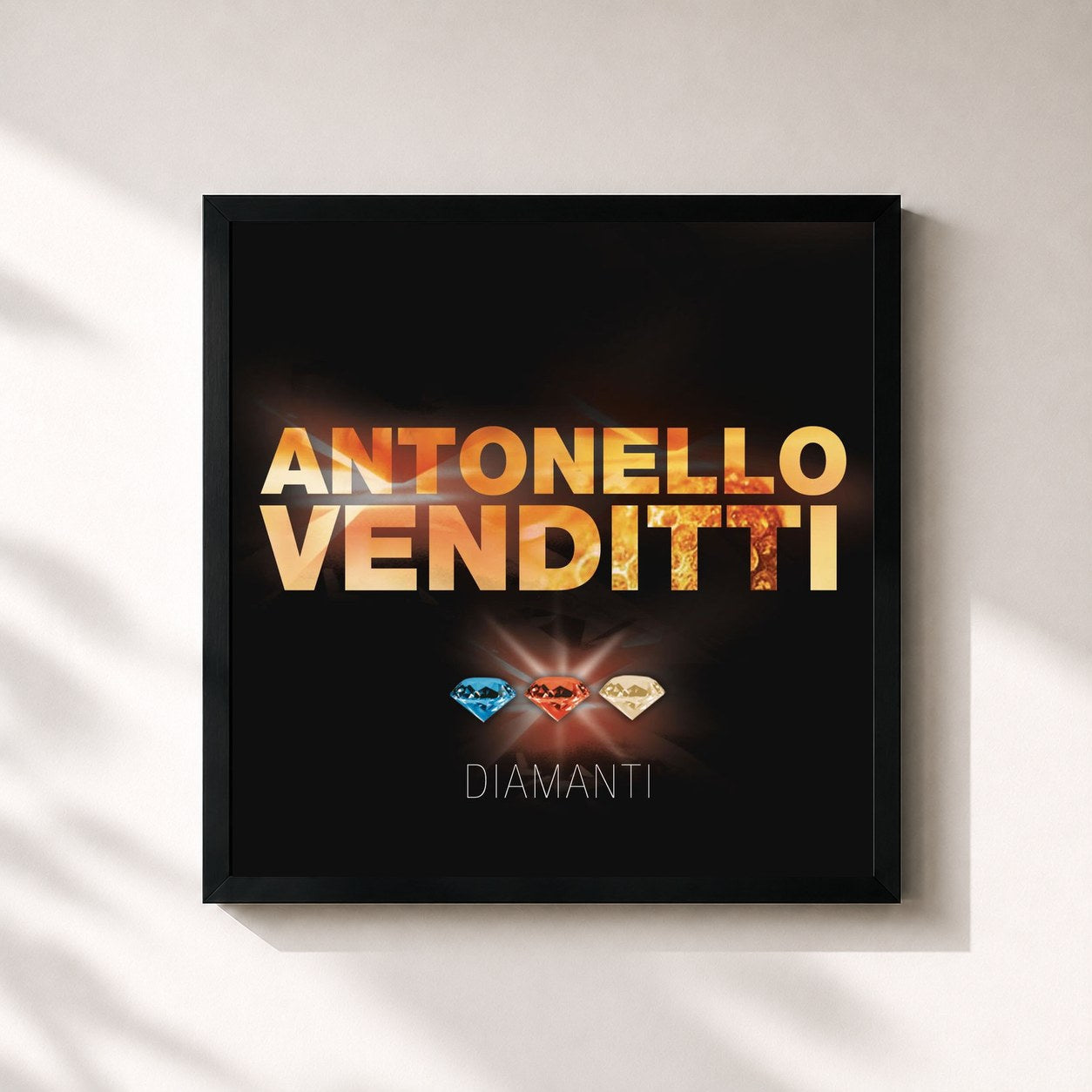 #noir Tableau carré de l'album Diamanti de Antonello Venditti, cadre noir 32x32 cm
