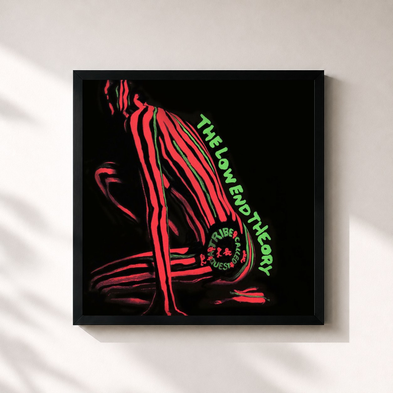 #noir Tableau carré de l'album The Low End Theory de A Tribe Called Quest, cadre noir 32x32 cm