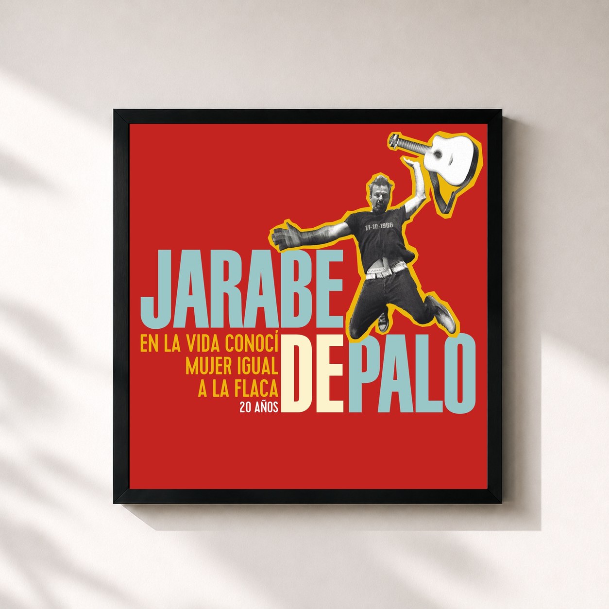 #noir Tableau carré de l'album En la vida conocí mujer igual a la Flaca: 20 años de Jarabe de Palo, cadre noir 32x32 cm