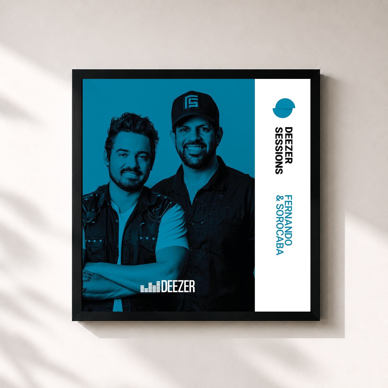 #noir Tableau carré de l'album Deezer Sessions de Fernando & Sorocaba, cadre noir 32x32 cm