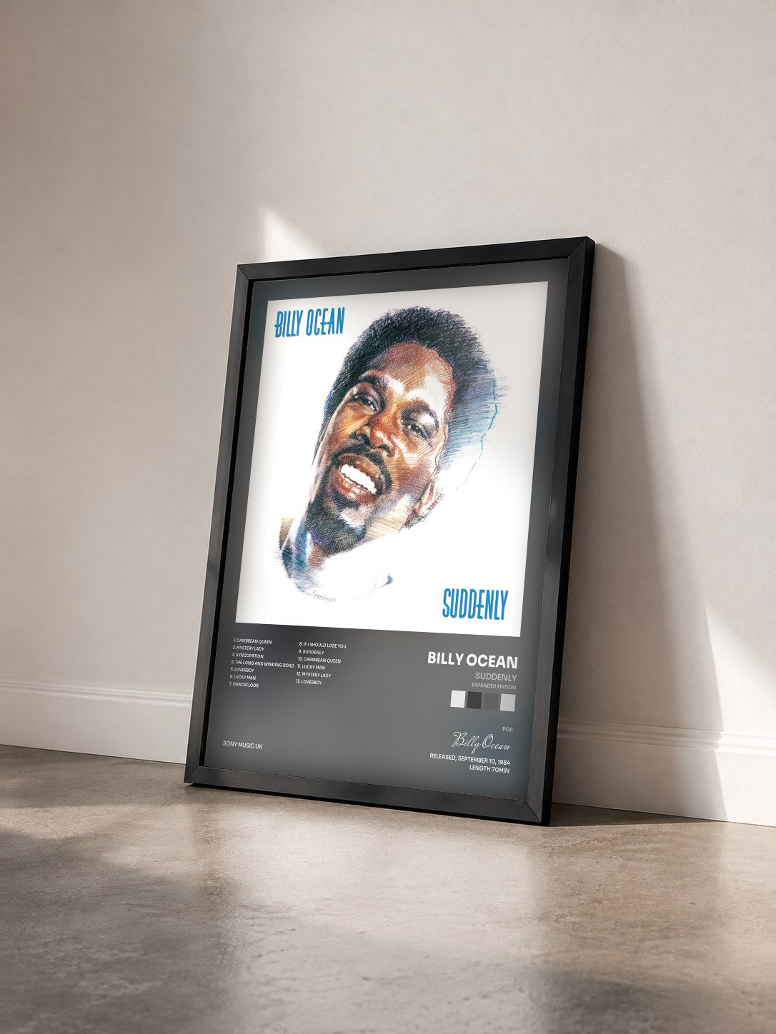 #noir Tableau de l'album Suddenly (Expanded Edition) de Billy Ocean vu de trois quarts, cadre noir