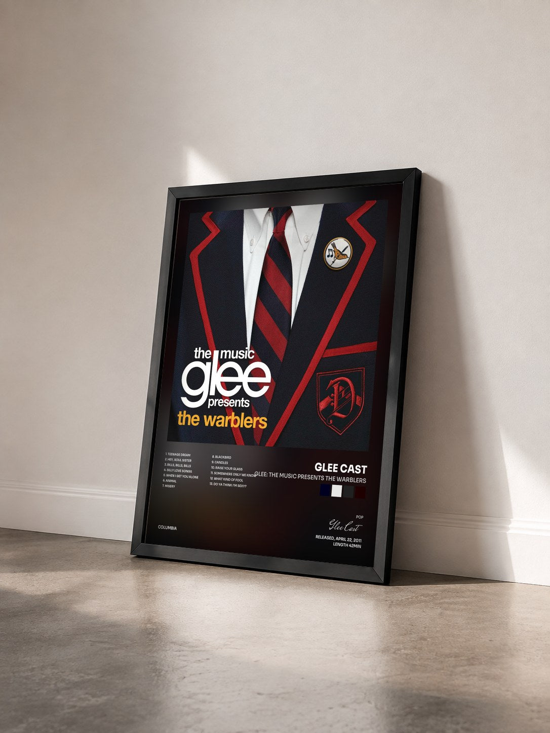 #noir Glee: The Music presents The Warblers by Glee Cast as a framed art print seen at an angle, black frame