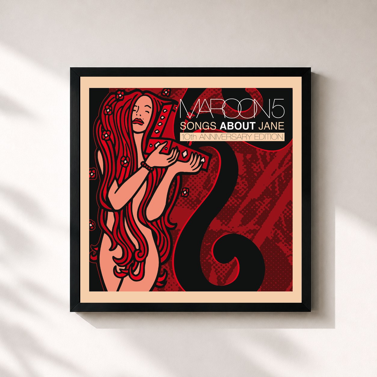 #noir Songs About Jane: 10th Anniversary Edition by Maroon 5 as a square framed art print, black 32x32 cm frame