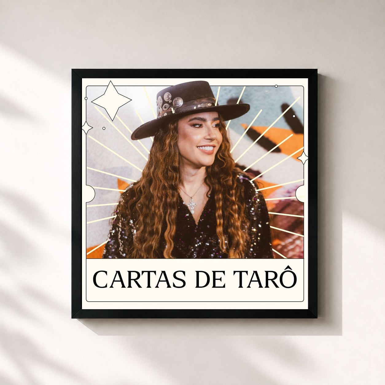 #noir Tableau carré de l'album Cartas de Tarô de Lauana Prado, cadre noir 32x32 cm