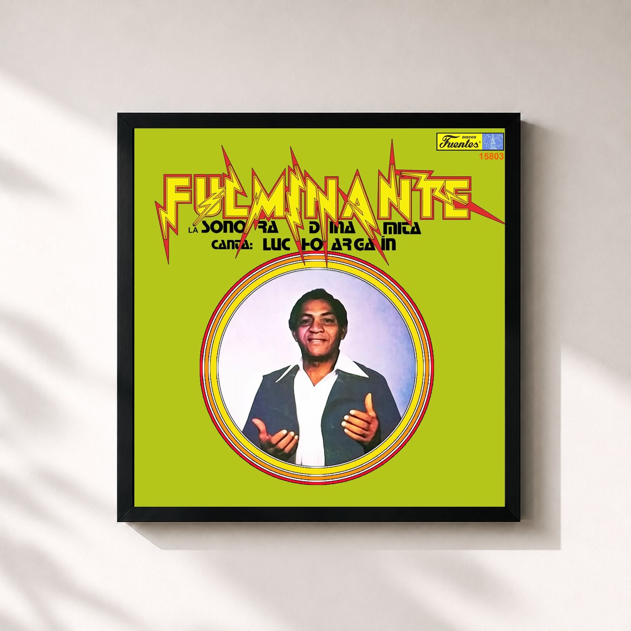 #noir Tableau carré de l'album Fulminante de La Sonora Dinamita, cadre noir 32x32 cm