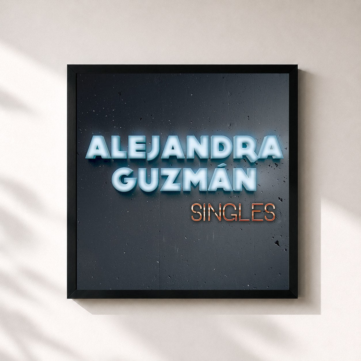 #noir Tableau carré de l'album Singles de Alejandra Guzmán, cadre noir 32x32 cm