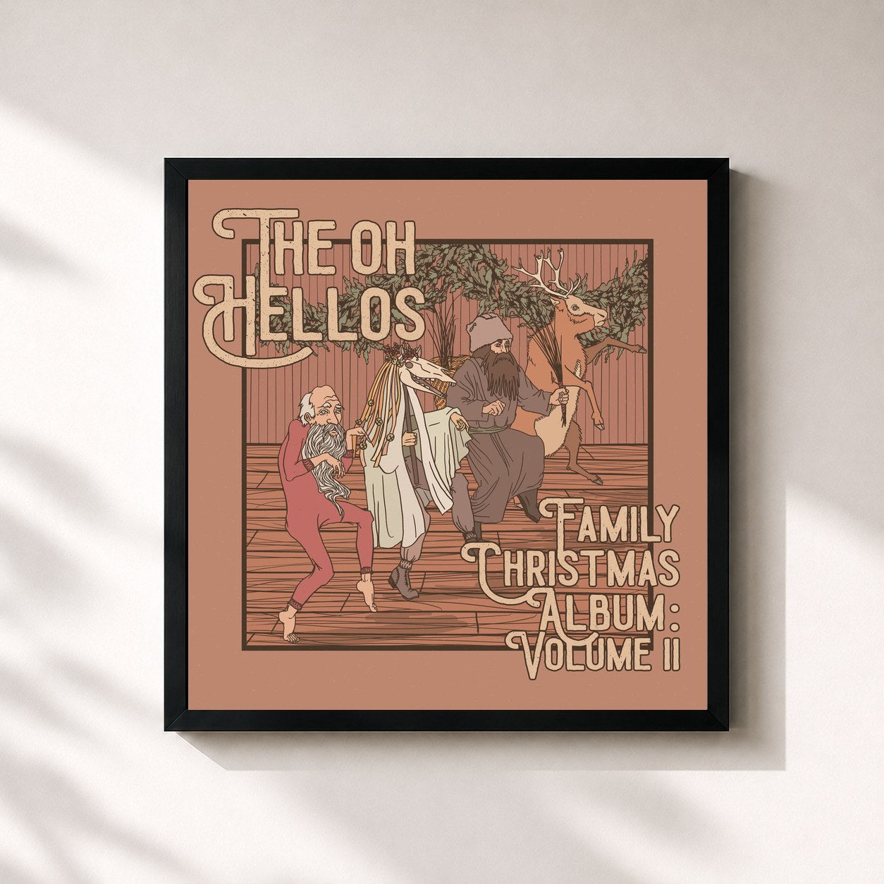 #noir Tableau carré de l'album The Oh Hellos' Family Christmas Album: Volume II de The Oh Hellos, cadre noir 32x32 cm