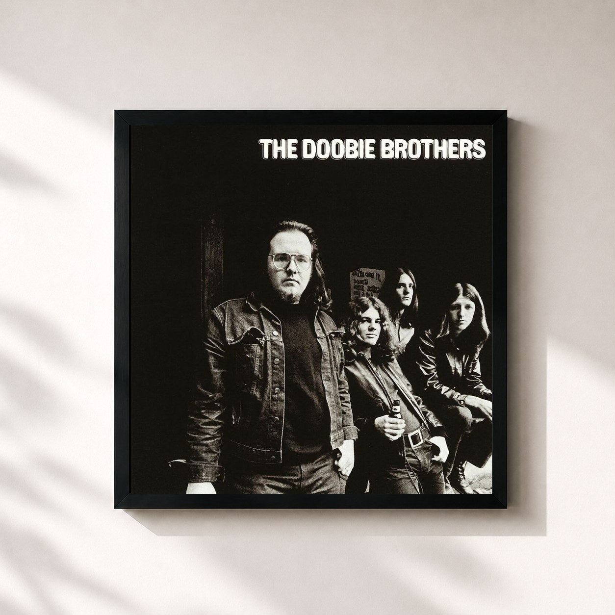 #noir Tableau carré de l'album The Doobie Brothers de The Doobie Brothers, cadre noir 32x32 cm