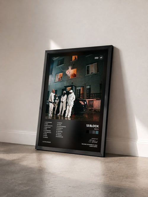 #noir Tableau de l'album BLO II de 13 Block vu de trois quarts, cadre noir