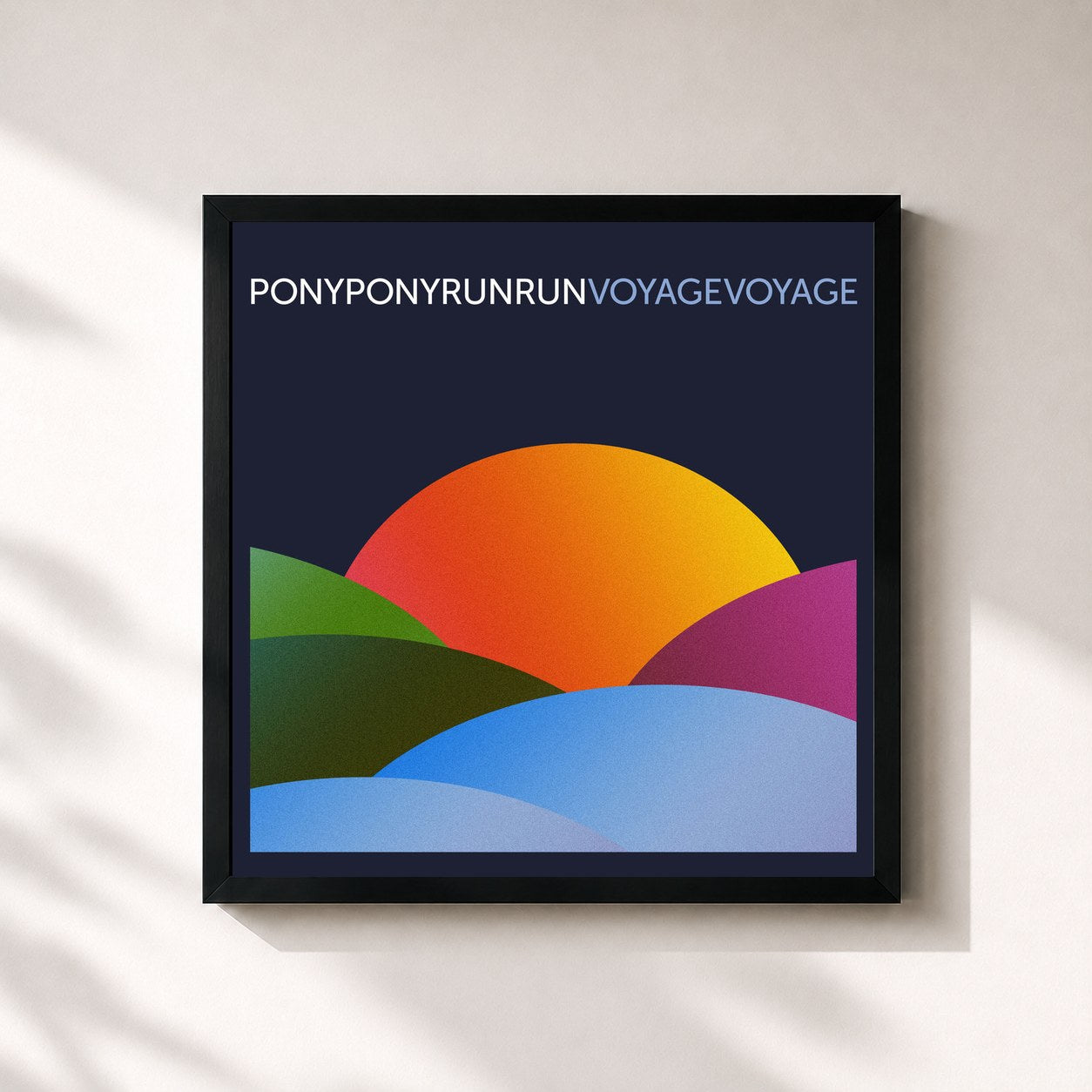 #noir Tableau carré de l'album Voyage Voyage de Pony Pony Run Run, cadre noir 32x32 cm