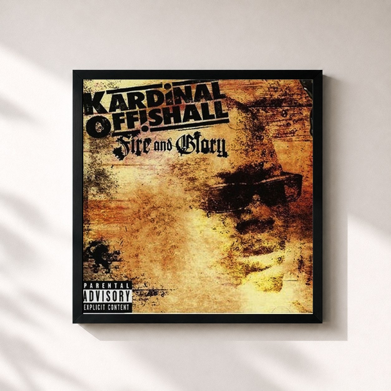 #noir Tableau carré de l'album Fire And Glory de Kardinal Offishall, cadre noir 32x32 cm