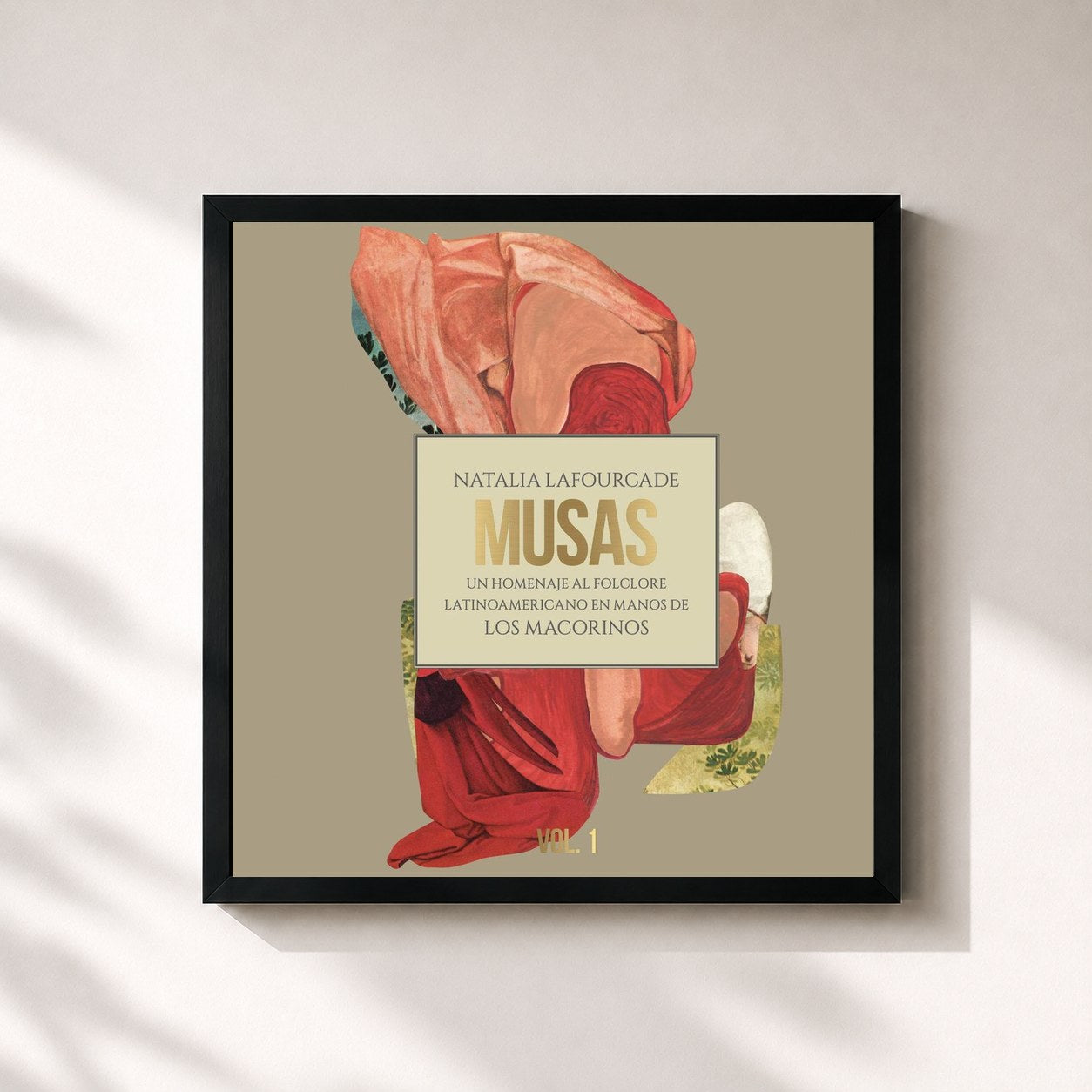 #noir Tableau carré de l'album Musas (Un Homenaje al Folclore Latinoamericano en Manos de Los Macorinos, Vol. 1) de Natalia Lafourcade, cadre noir 32x32 cm