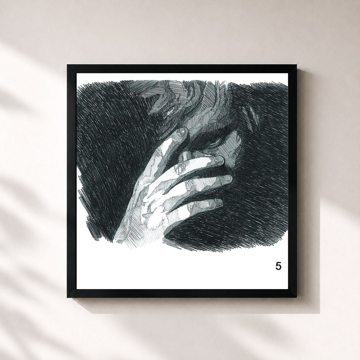 #noir Tableau carré de l'album 5 de Ed Sheeran, cadre noir 32x32 cm