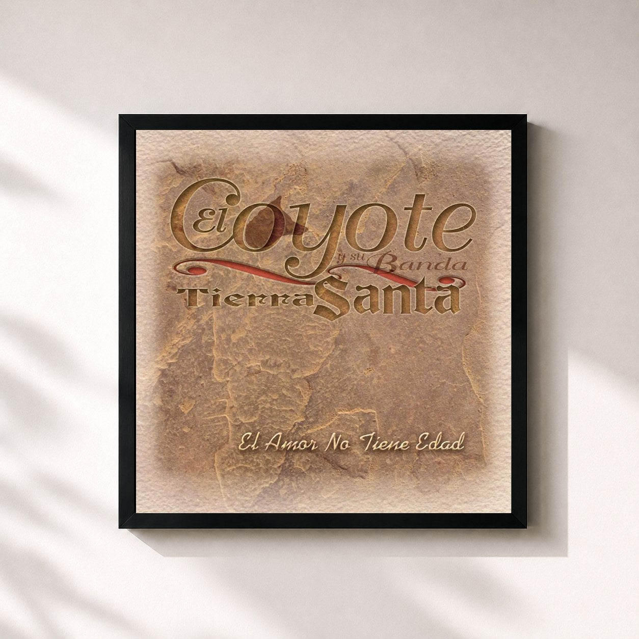#noir Tableau carré de l'album El Amor No Tiene Edad de El Coyote Y Su Banda Tierra Santa, cadre noir 32x32 cm