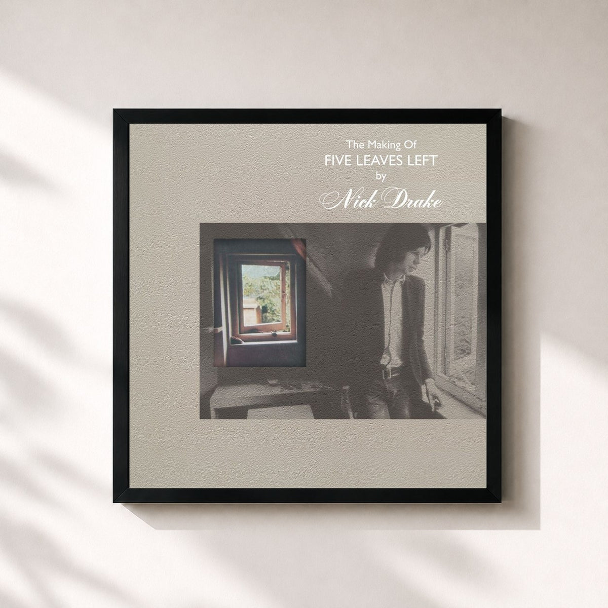 #noir Tableau carré de l'album The Making Of Five Leaves Left de Nick Drake, cadre noir 32x32 cm