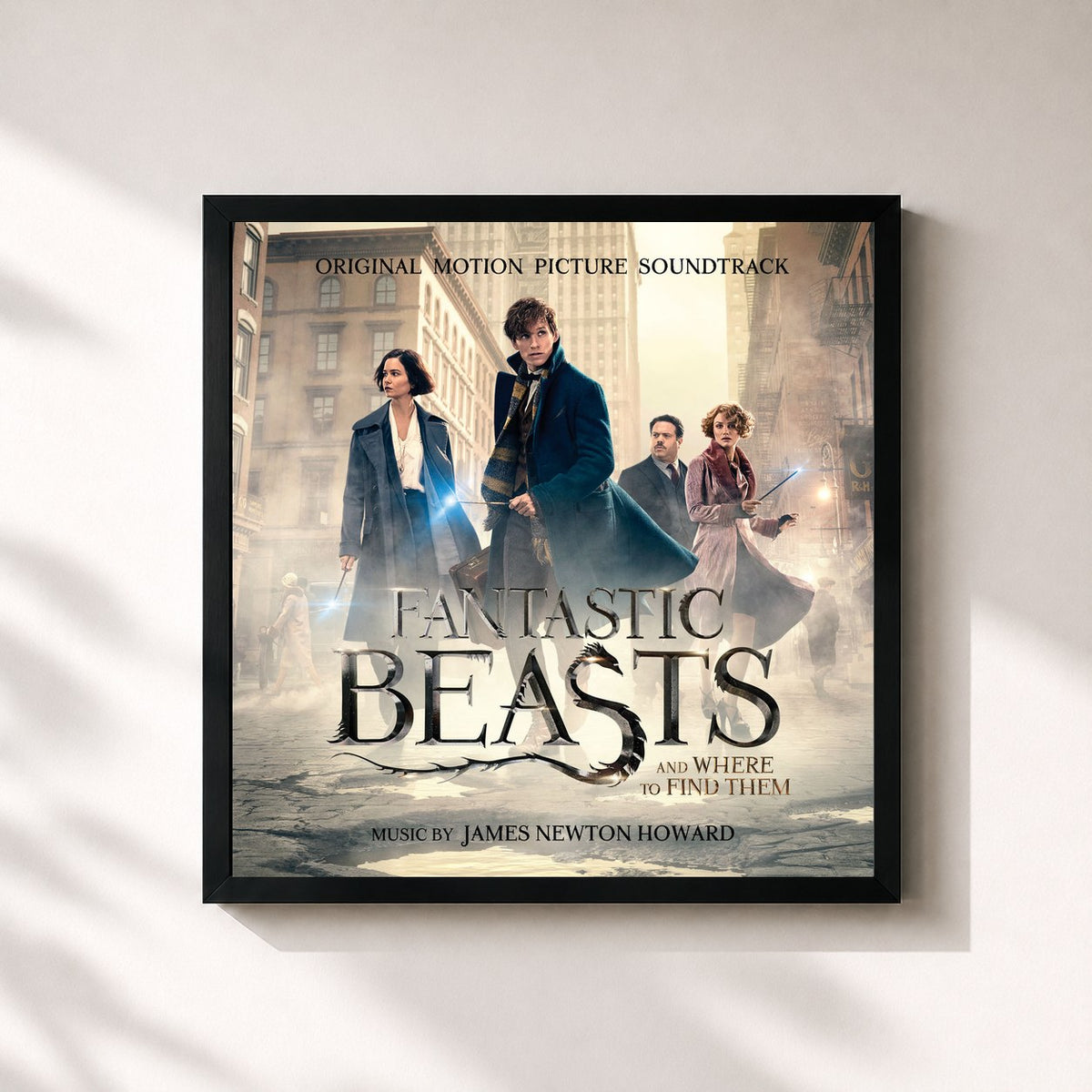 #noir Fantastic Beasts and Where to Find Them (Original Motion Picture Soundtrack) by James Newton Howard as a square framed art print, black 32x32 cm frame