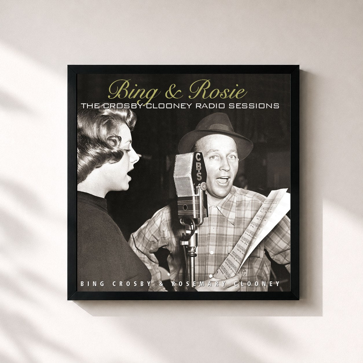 #noir Tableau carré de l'album Bing & Rosie: The Crosby - Clooney Radio Sessions de Bing Crosby, cadre noir 32x32 cm