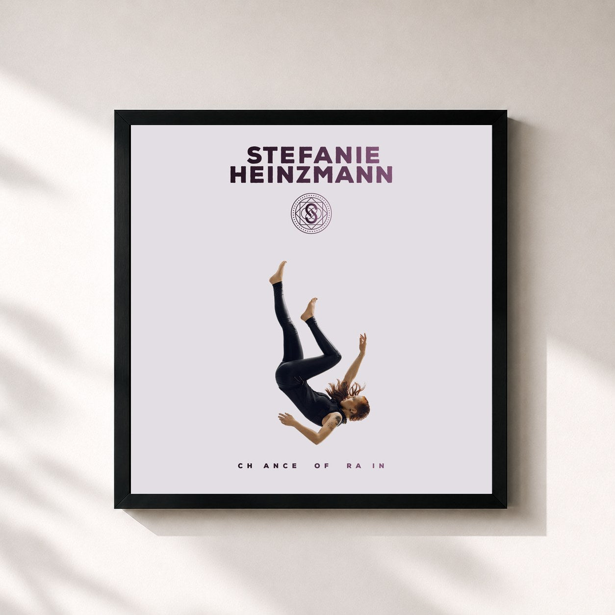 #noir Tableau carré de l'album Chance Of Rain de Stefanie Heinzmann, cadre noir 32x32 cm