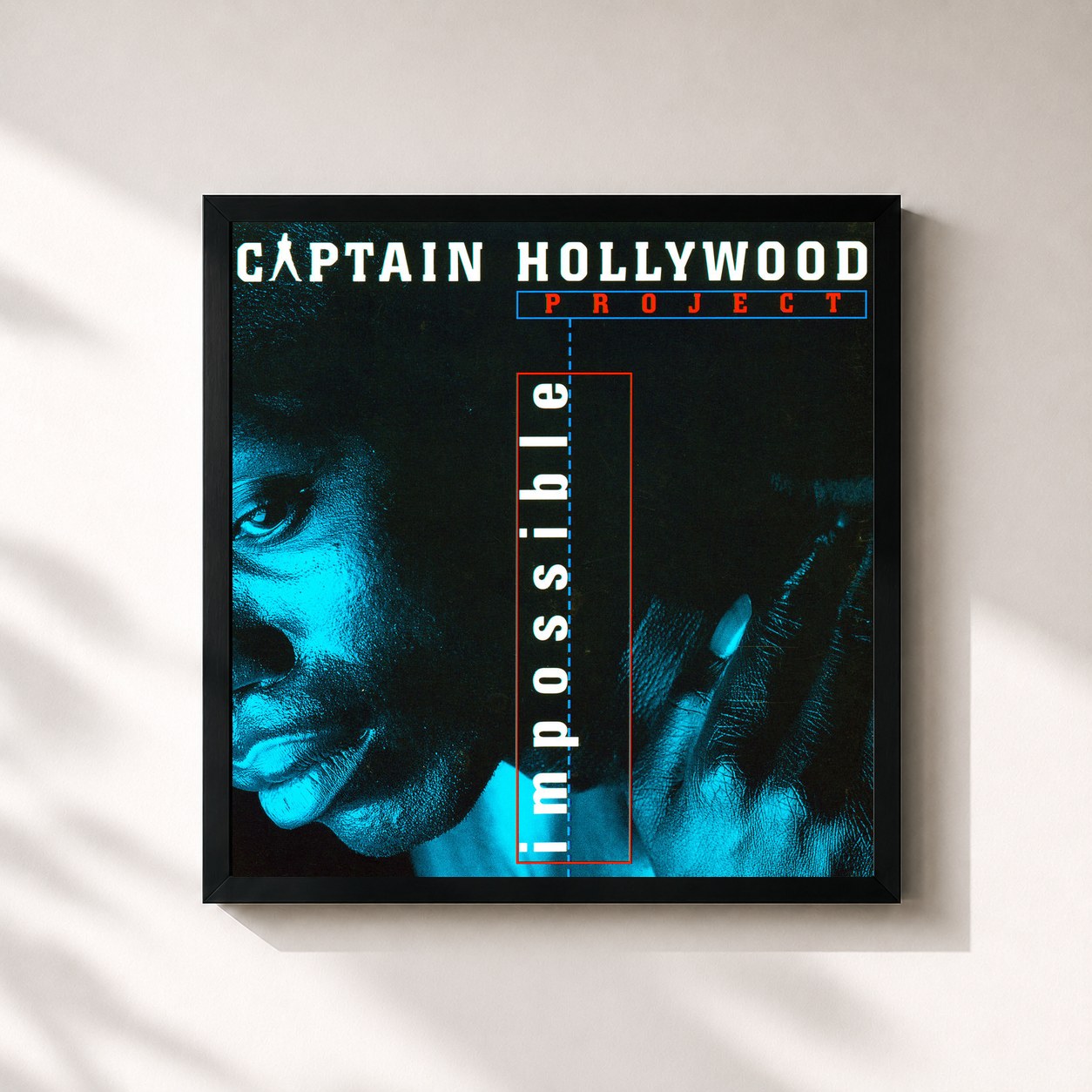 #noir Tableau carré de l'album Impossible de Captain Hollywood Project, cadre noir 32x32 cm