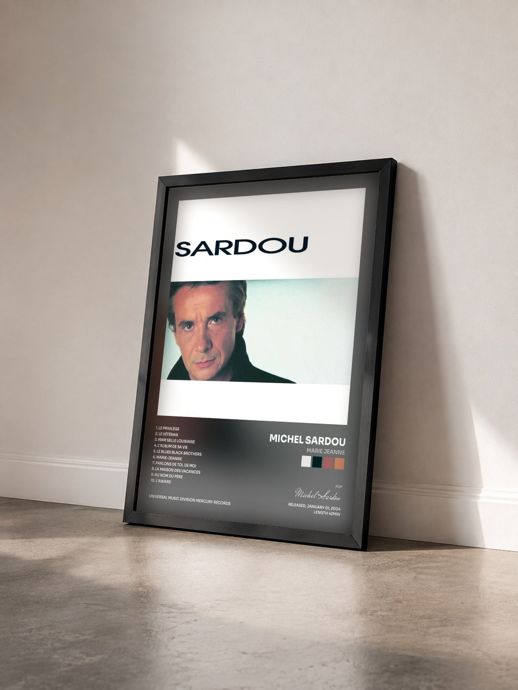 #noir Marie Jeanne de Michel Sardou en lámina enmarcada vista de tres cuartos, marco negro