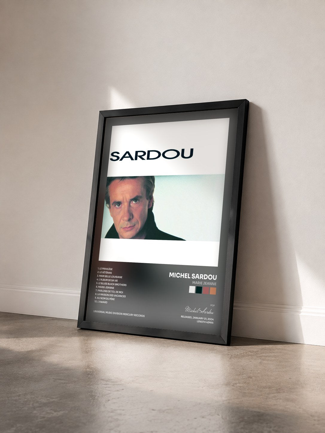 #noir Marie Jeanne de Michel Sardou en lámina enmarcada vista de tres cuartos, marco negro