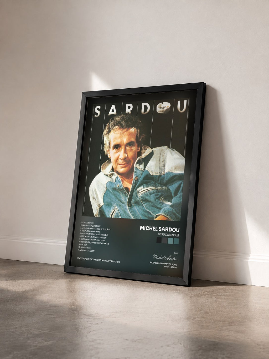 #noir Tableau de l'album Le Successeur de Michel Sardou vu de trois quarts, cadre noir