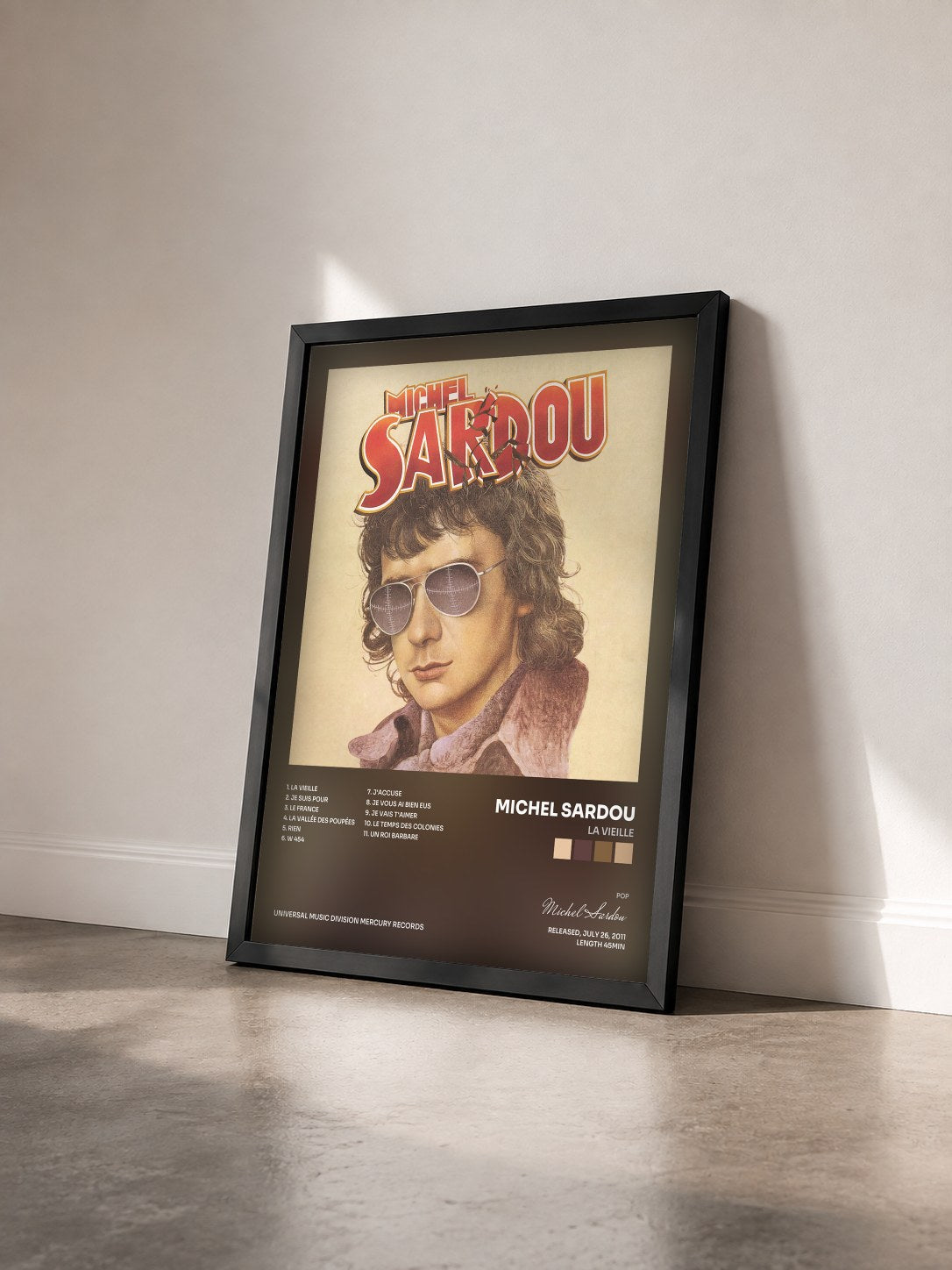 #noir La vieille de Michel Sardou en lámina enmarcada vista de tres cuartos, marco negro